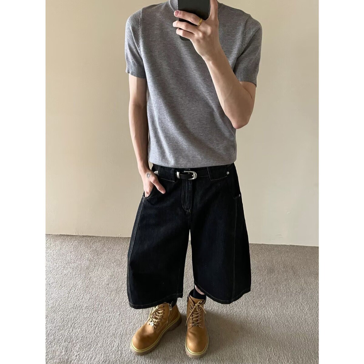 港风潮男夏季新款牛仔裤嘻哈潮高街潮流痞帅七分裤513DK1098P40,男装牛仔裤,星座513