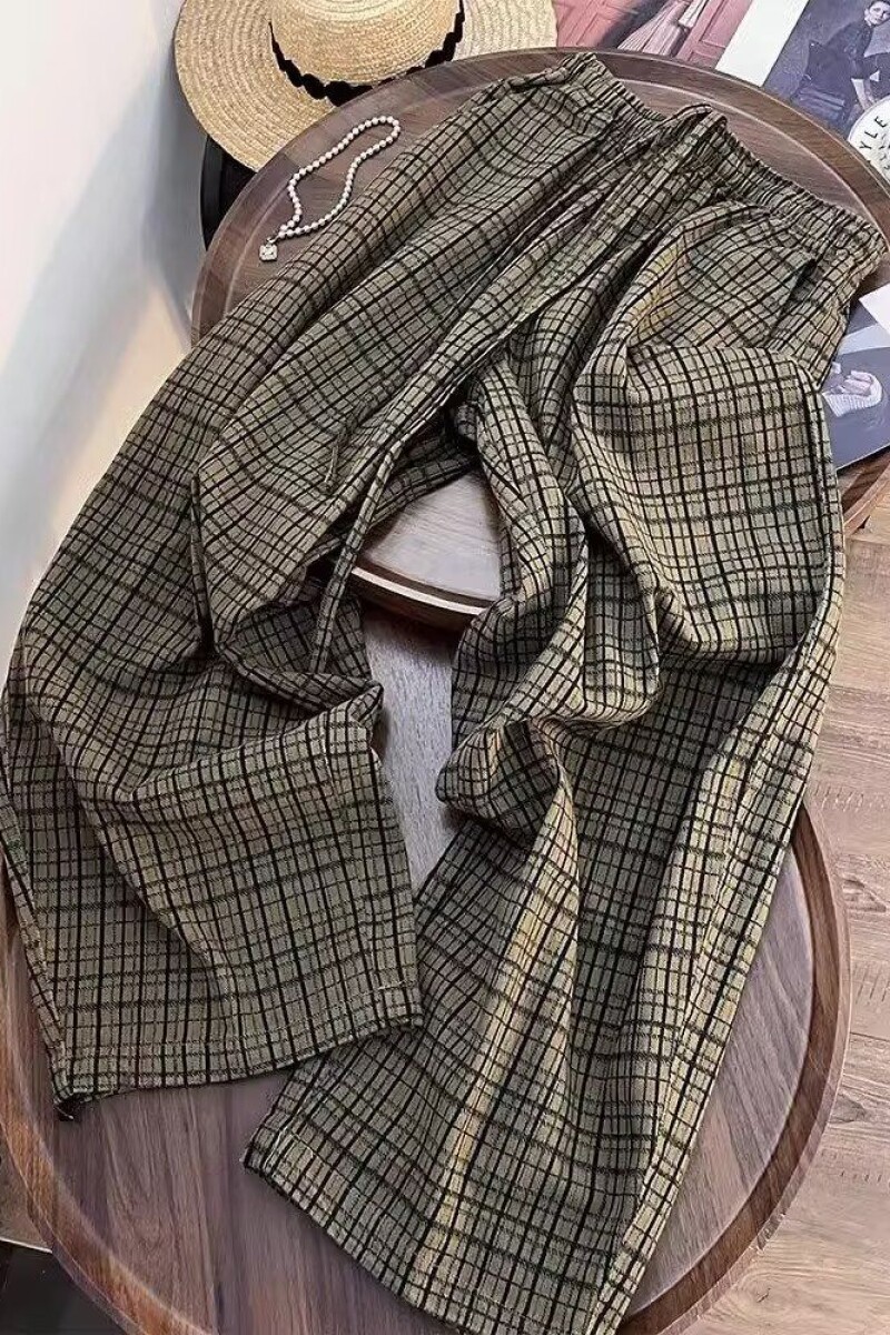 格子西裤男款夏季潮流垂感直筒裤阔腿休闲长裤513CK1571P37,女装休闲裤,星座513