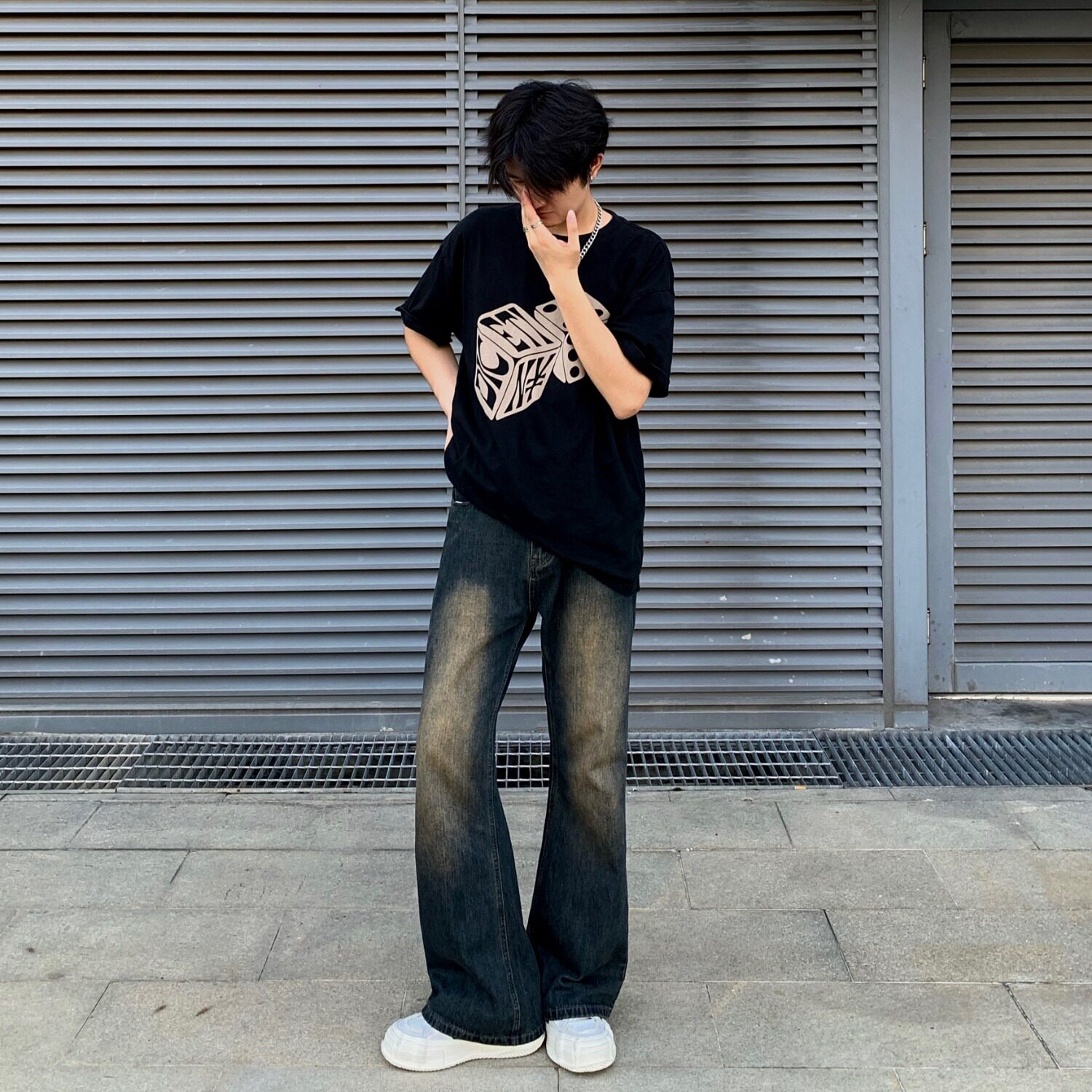 美式复古蓝做旧微喇叭牛仔裤直筒裤夏男女513CK032P36,男装牛仔裤,星座513