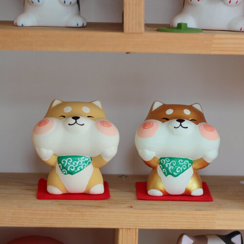 京都龙虎作陶土托腮柴犬萌趣送礼