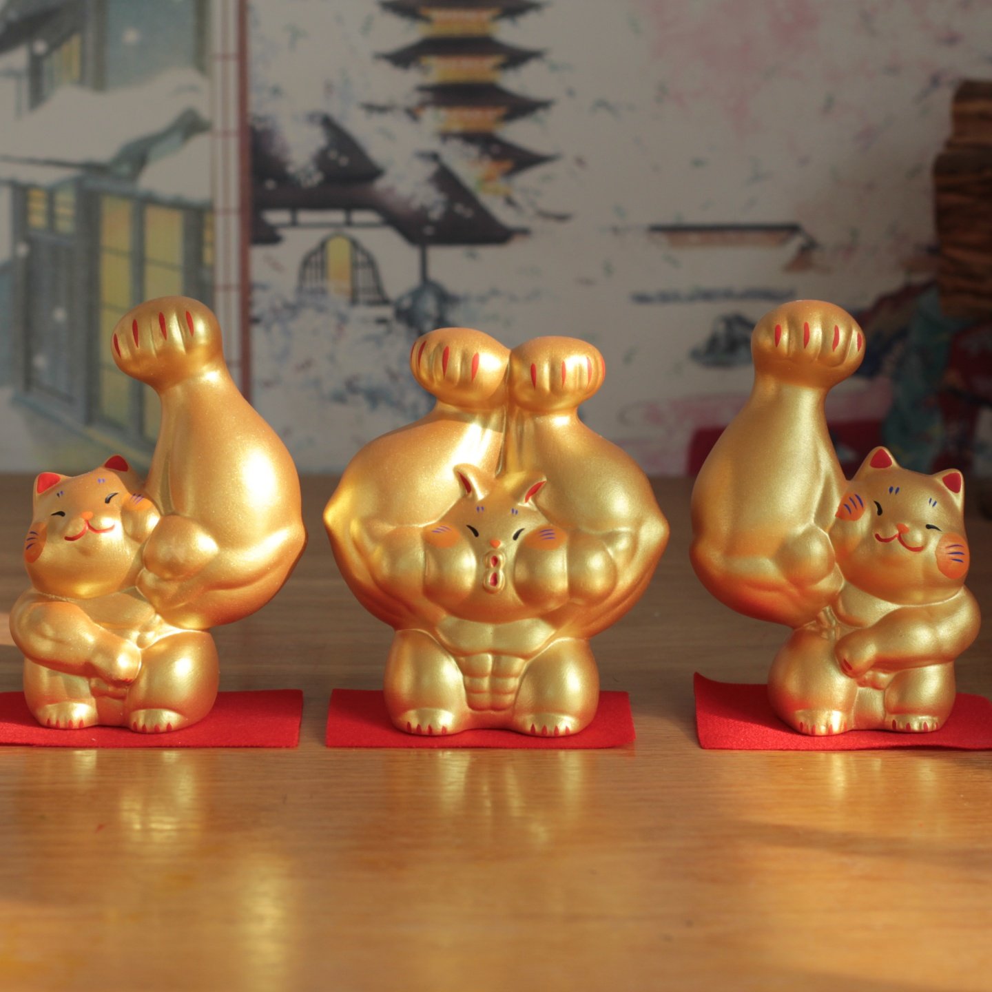 日本龙虎作陶土肌肉猫咪摆件招财开运寓意满满送礼选择办公室,家居饰品,装饰摆件,淘宝优惠券,粉丝福利购,淘宝优惠卷