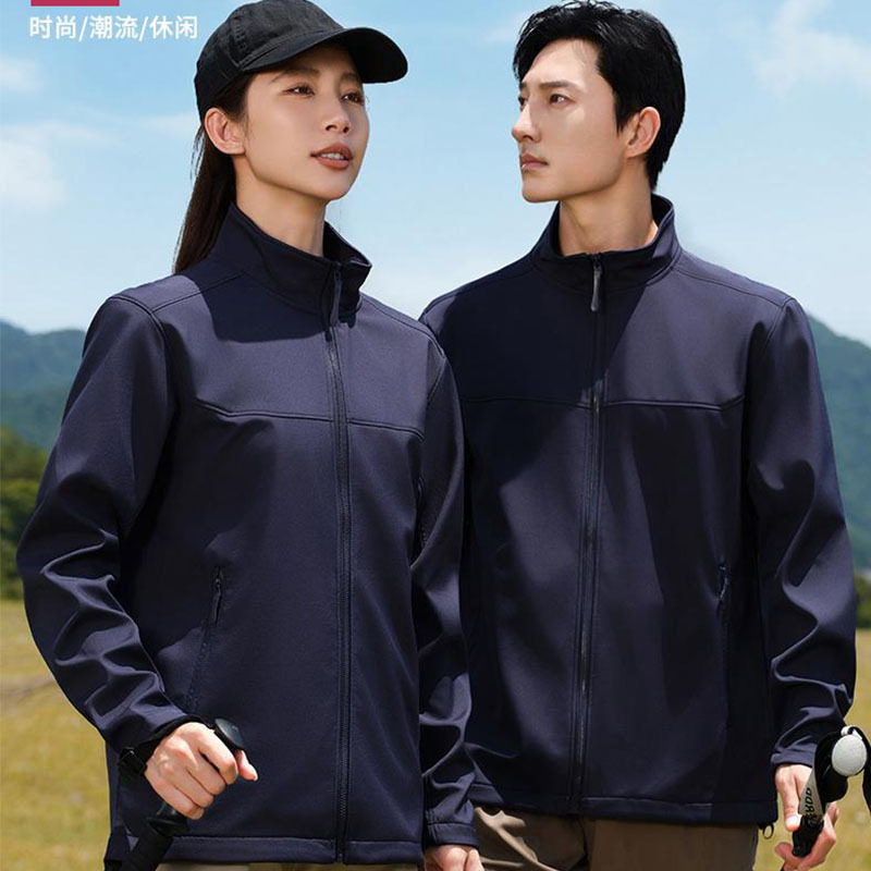软壳衣单层冲锋衣户外防风防水商务立领夹克印制外套工作服定制lg
