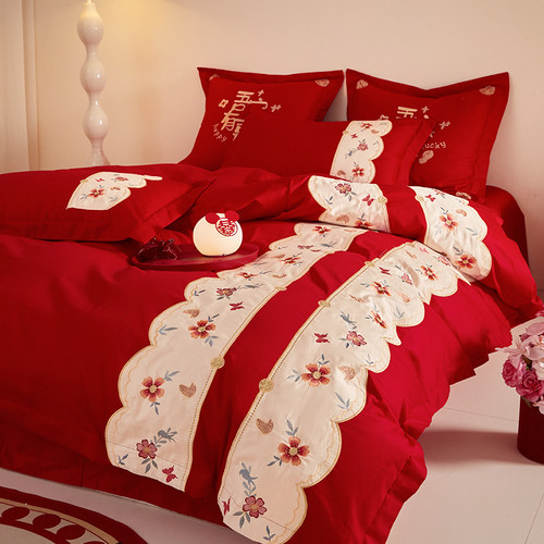 结婚喜嫁长绒棉现代简约100S被套