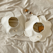 ins韩系双面可用宝宝纯棉围嘴防吐奶口水巾婴幼儿圆花瓣纯色围兜