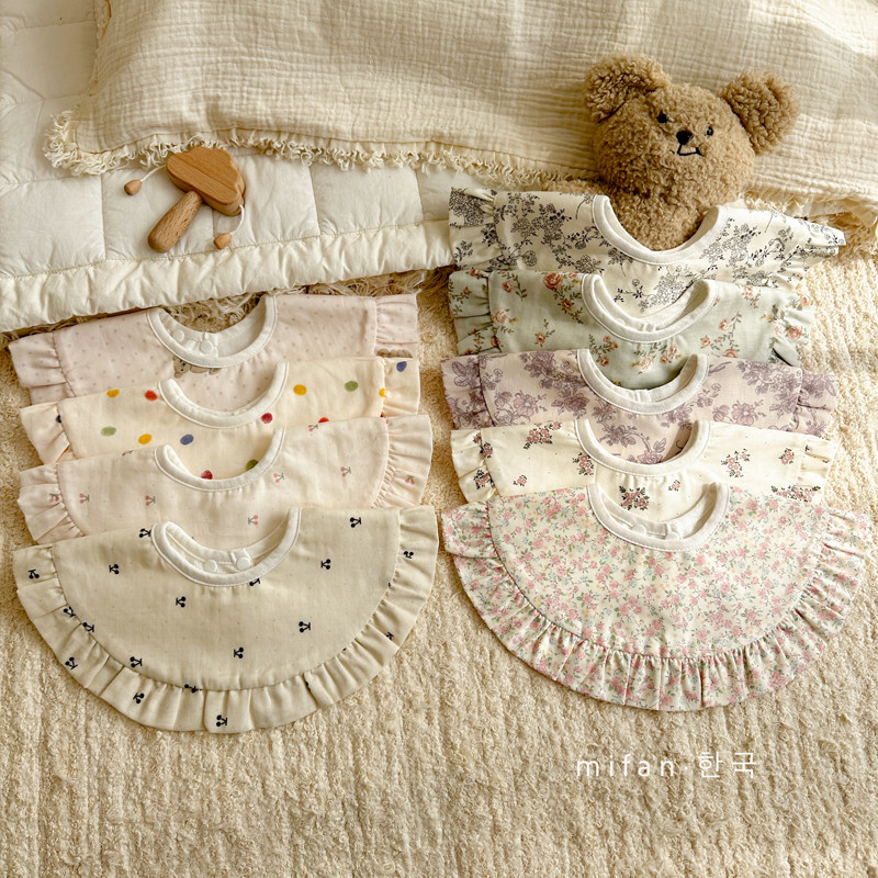 ins韩系宝宝围嘴全棉花边大披肩纯棉新生儿防吐奶吸水口水巾婴儿,婴童用品,小围嘴,淘宝优惠券,粉丝福利购,淘宝优惠卷