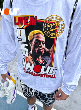 INNOUT LAB原创潮流罗德曼休闲圆领长袖宽松篮球运动投篮T恤男女