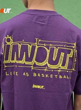 INNOUT手绘男美式训练篮球男女字母Logo图案纯色圆领短袖T恤