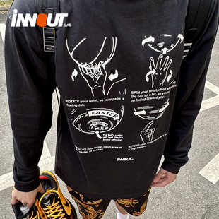 INNOUT LAB运动长袖转球印花tee宽松篮球长袖超正版型圆领潮流T恤