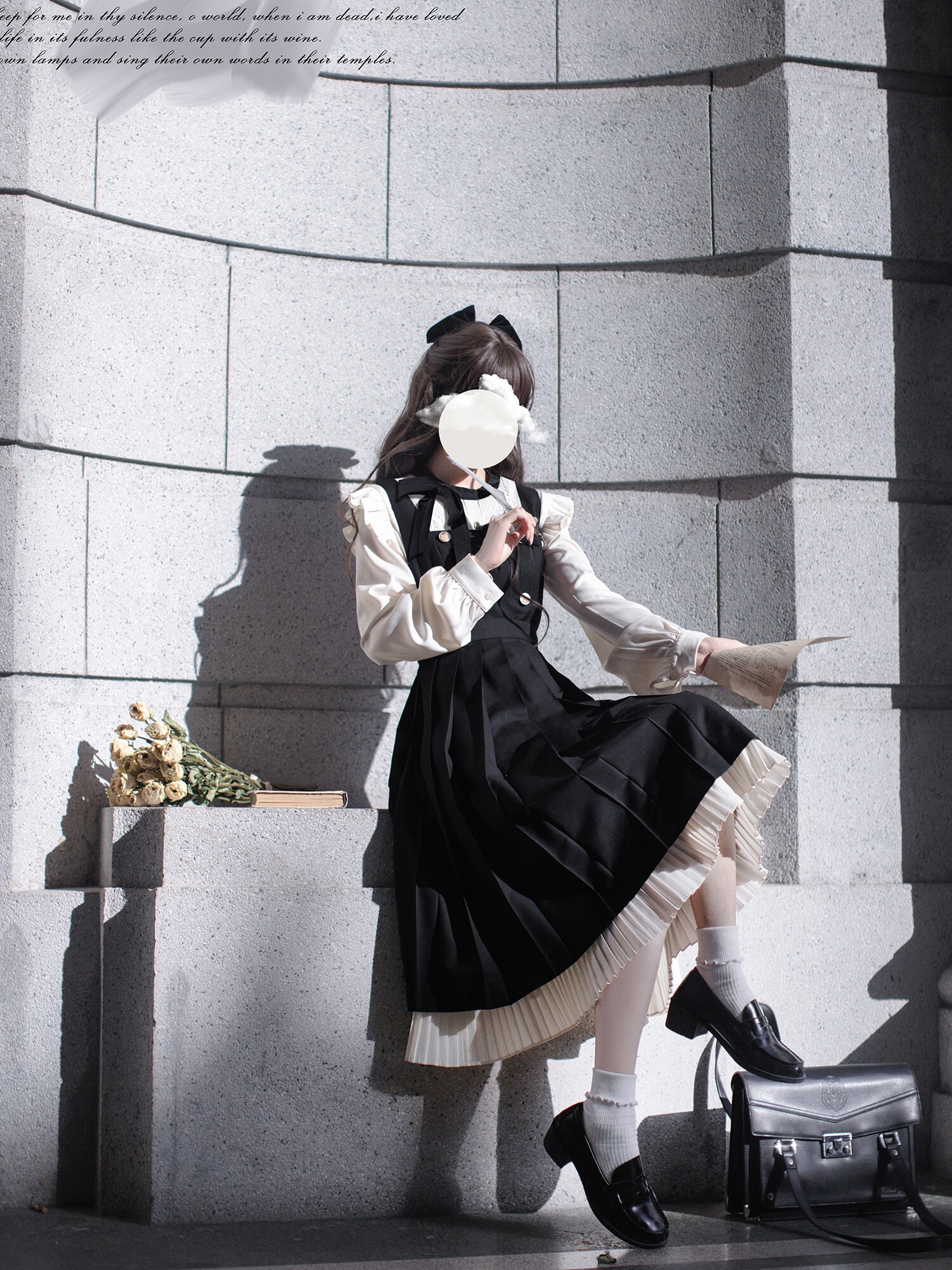 WALNUT JK [MELOS] ORIGINAL WESTERN-STYLE VEST SKIRT NOBLE AND ELEGANT COLLEGE RETRO LONG SKIRT
