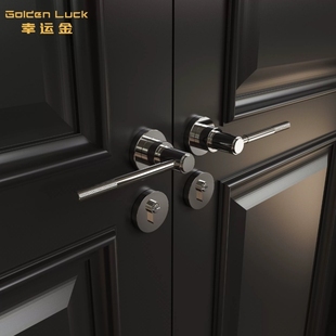 复古风对开门通用型卧室房门磁吸室内把手静音门把手房间木门锁具