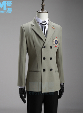 豪漫 女神异闻录cos 明智吾郎cos服 灰色西装制服全套