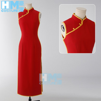 现货豪漫神乐cos服无袖旗袍银魂cos服显瘦收腰高品质面料cosplay