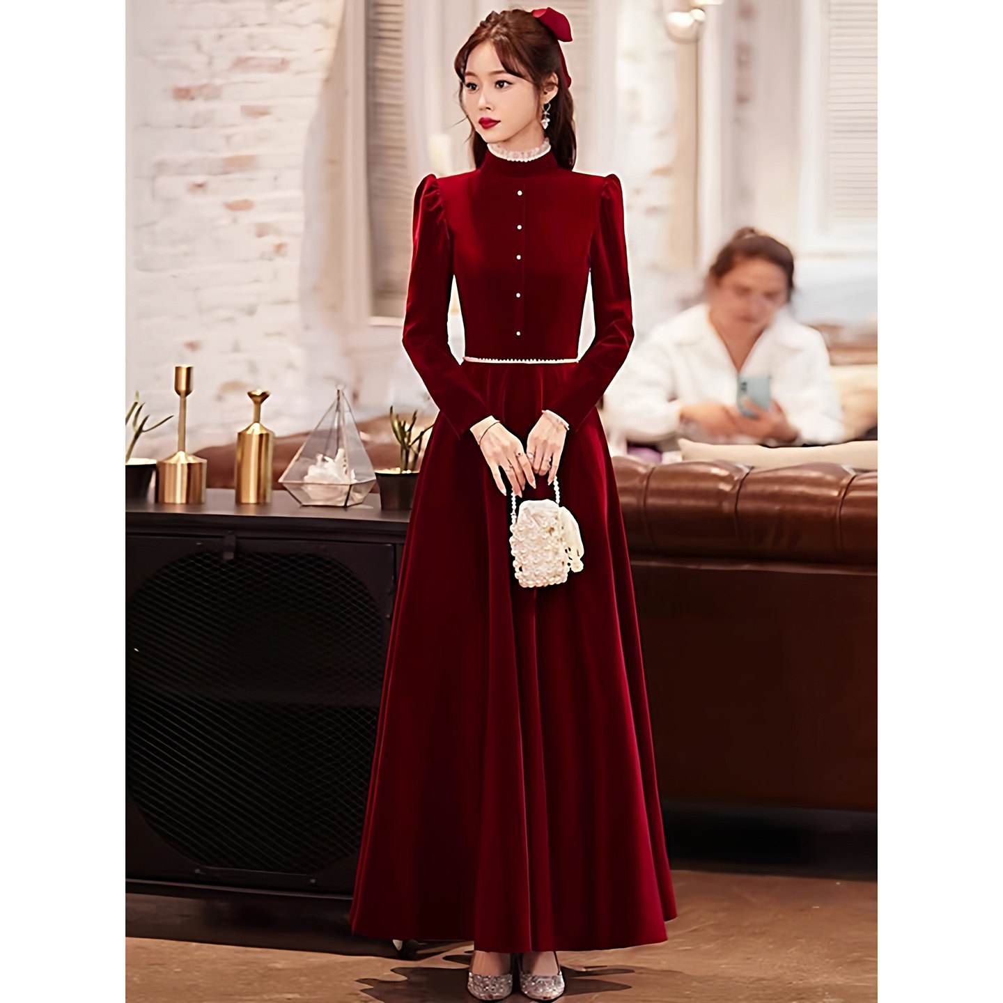 敬酒服冬款2026新款新娘结婚酒红色订婚礼服连衣裙女丝绒长袖冬季