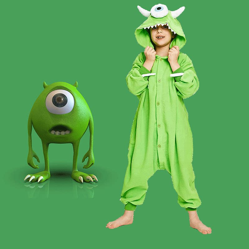 儿童怪物电力大学大眼仔mike连体睡衣cosplay万圣节舞台表演服装