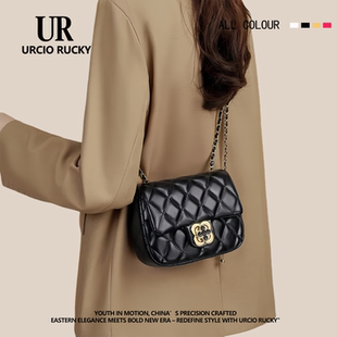 URCIO 黑色小金球链条包高级感包包女包休闲百搭斜挎包 RUCKY正品