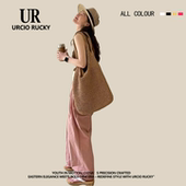 URCIO RUCKY品牌单肩大容量斜挎草包女夏海边度假沙滩编织草编包