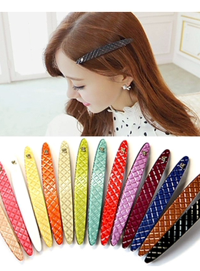 AngelRena韩国进口头饰菱形格子女士简约弹簧发夹顶夹
