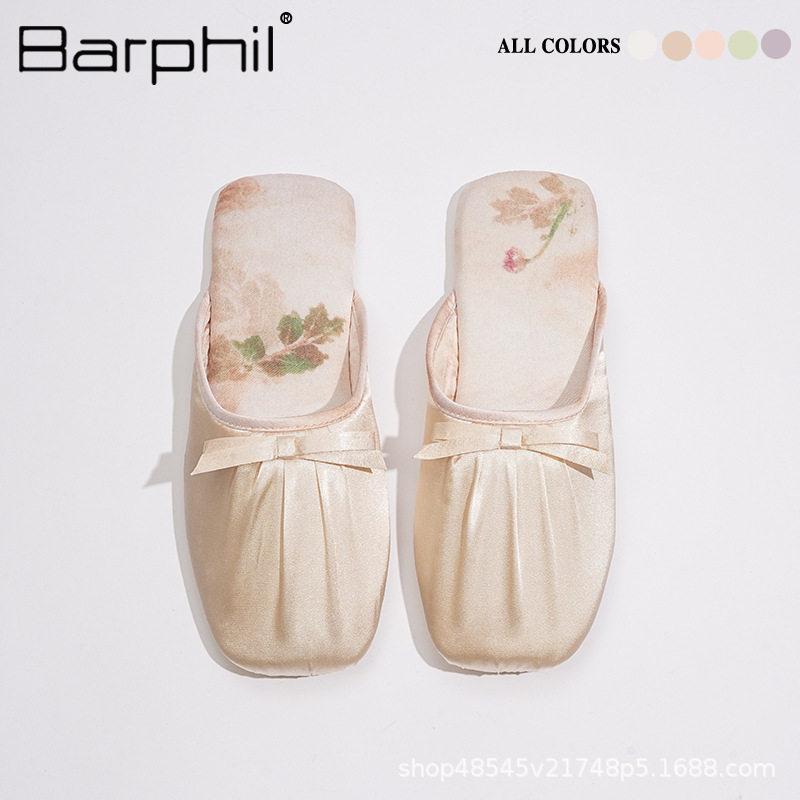 Barphil女士布艺包头半拖鞋夏居家室内2025新款温柔仙女平底法式