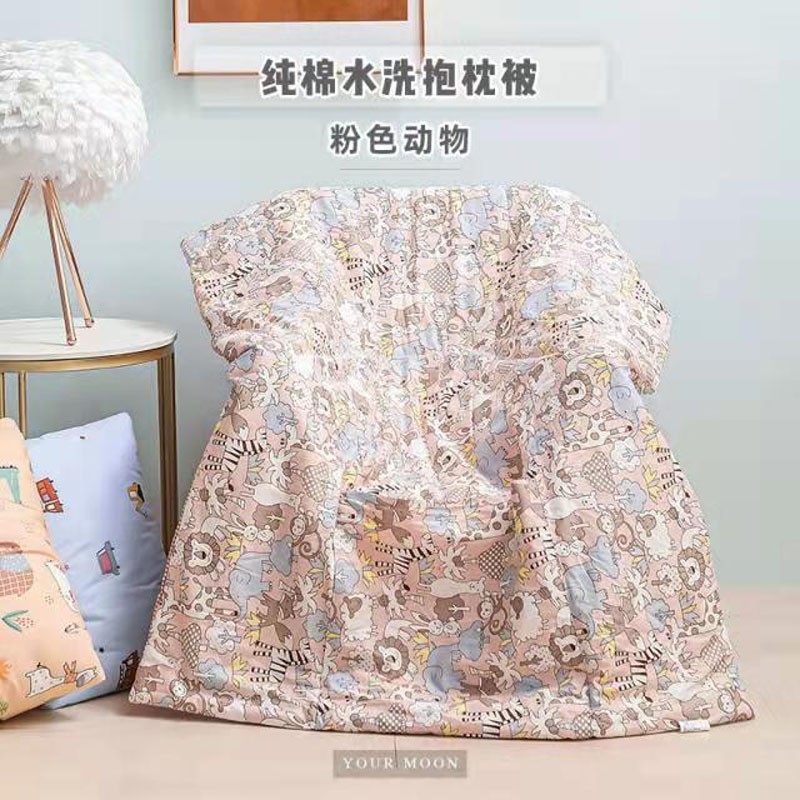 远梦全棉纯棉水洗抱枕被子靠枕汽车办公室午睡靠垫空调被折叠正品