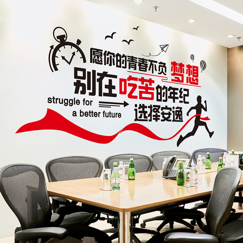 墙纸自粘励志墙贴画公司企业文化墙面装饰贴纸办公室创意标语团队