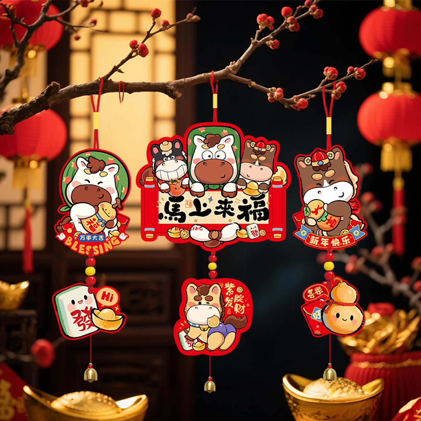 2026新年装饰马年贺年挂件新款雪弗板挂饰春节过年氛围年货布置品