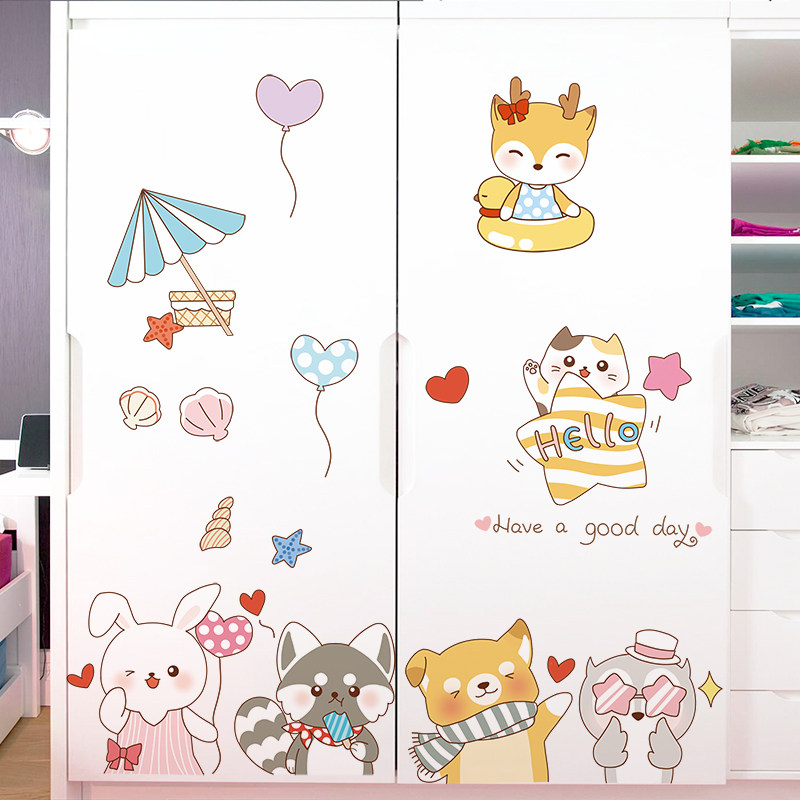 儿童房间布置改造卡通墙贴卧室床头墙面装饰贴画衣柜橱柜贴纸自粘