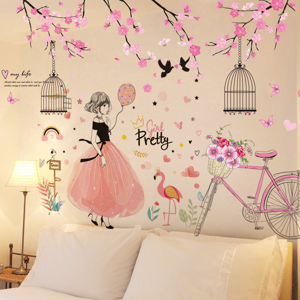 少女心房间布置卧室床头网红ins风壁纸自粘墙纸装饰品贴纸墙贴画