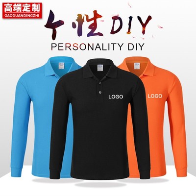 长袖polo工作服翻领定制广告