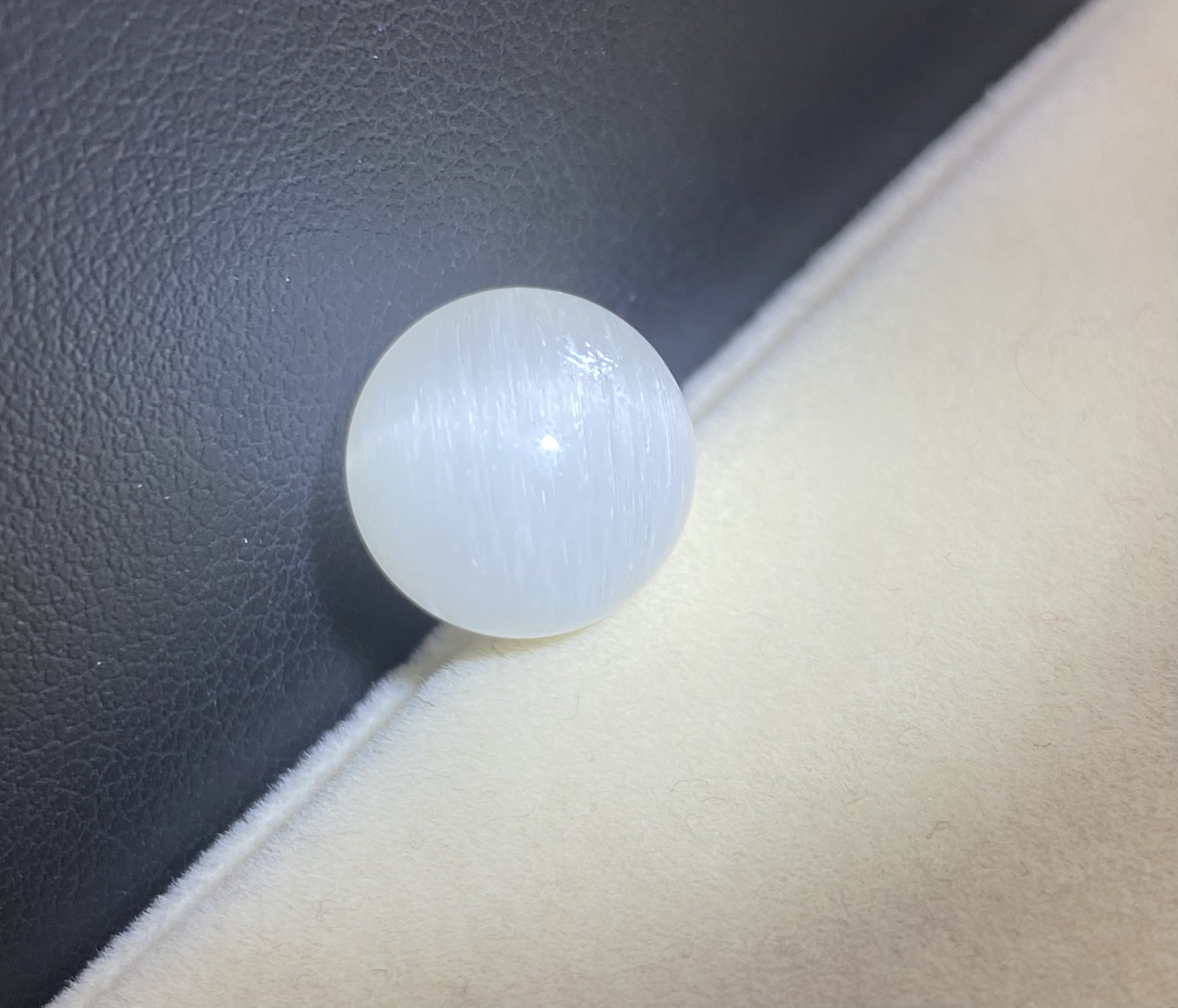 （11.6mm）天然水晶顺发猫眼白发晶白钢丝白兔毛单珠