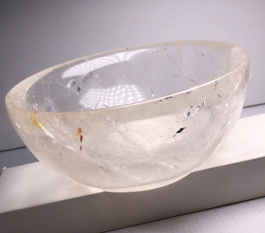 老矿天然矿物共生水晶大碗容器摆件醒酒杯