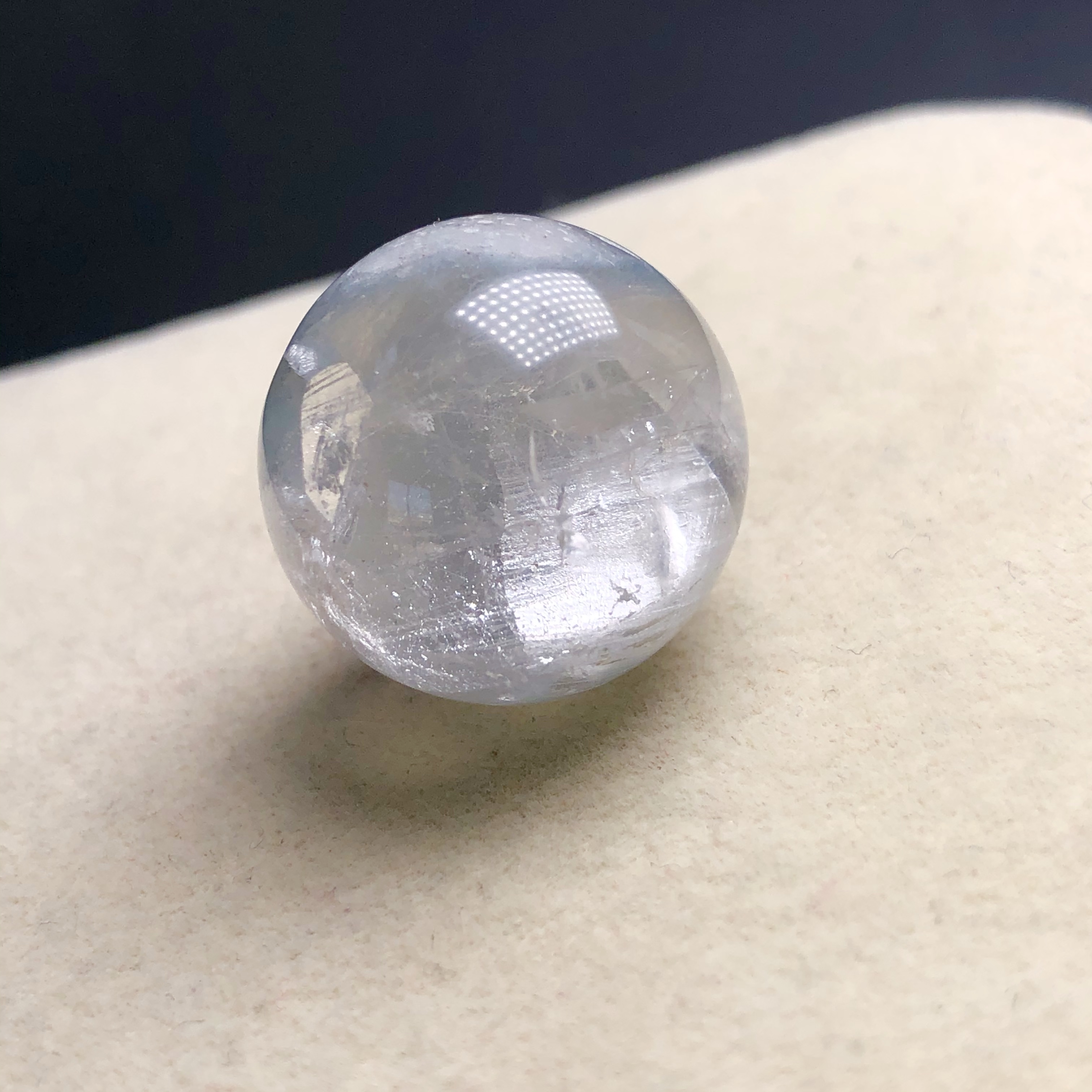 19mm(没有任何优化注胶)老矿福利天然蓝兔毛共生晶中晶单珠