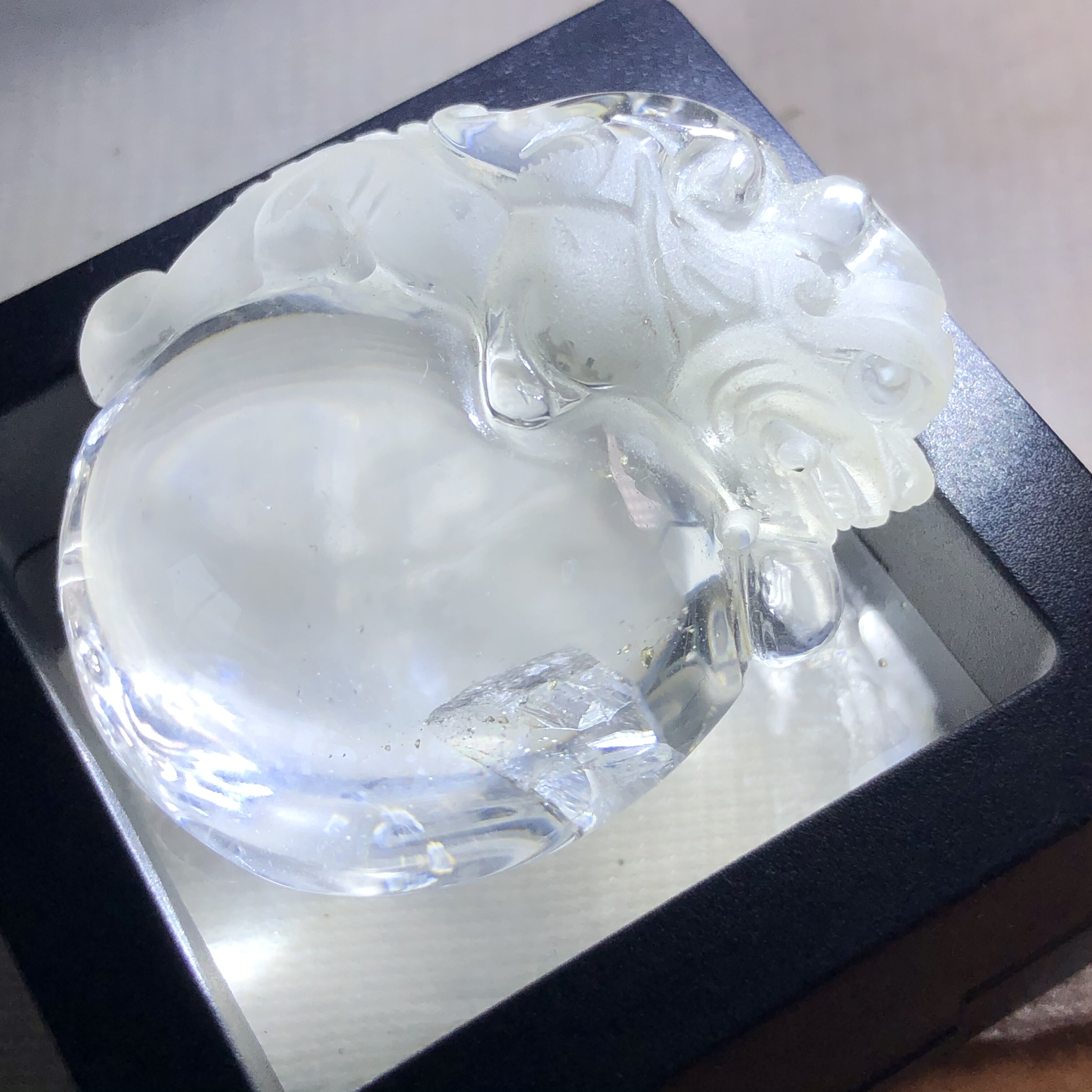 老货福利精美天然水晶彩虹晶中晶黄色黄宝石包裹体雕刻貔貅吊坠