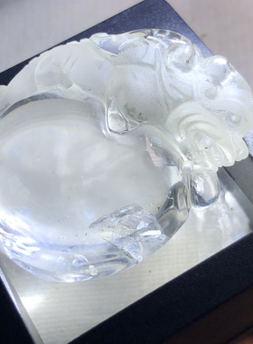 老货福利精美天然水晶彩虹晶中晶黄色黄宝石包裹体雕刻貔貅吊坠