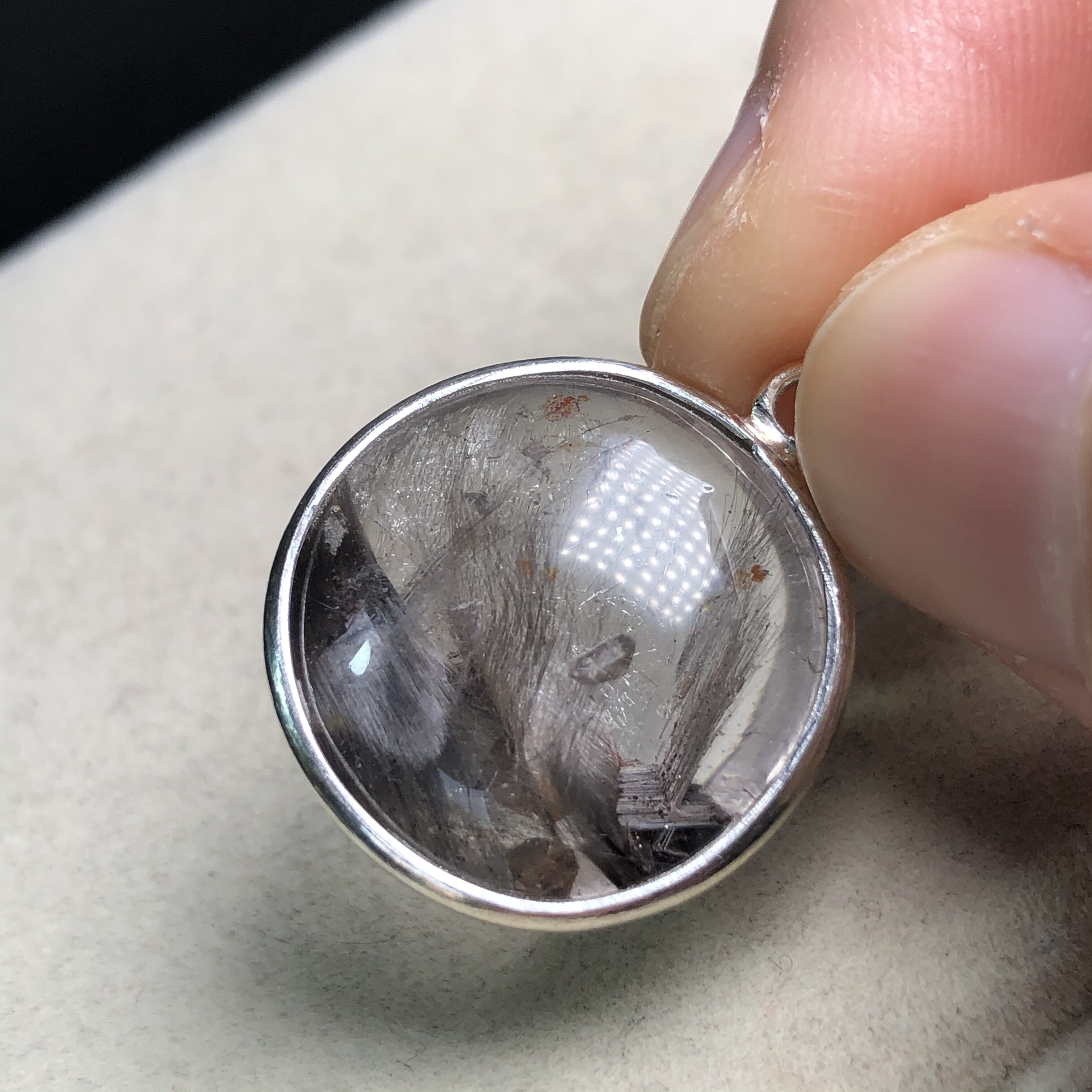 老货亏本回馈大漏老货福利天然晶中晶黑银钛晶花水晶吊坠纯银镶嵌