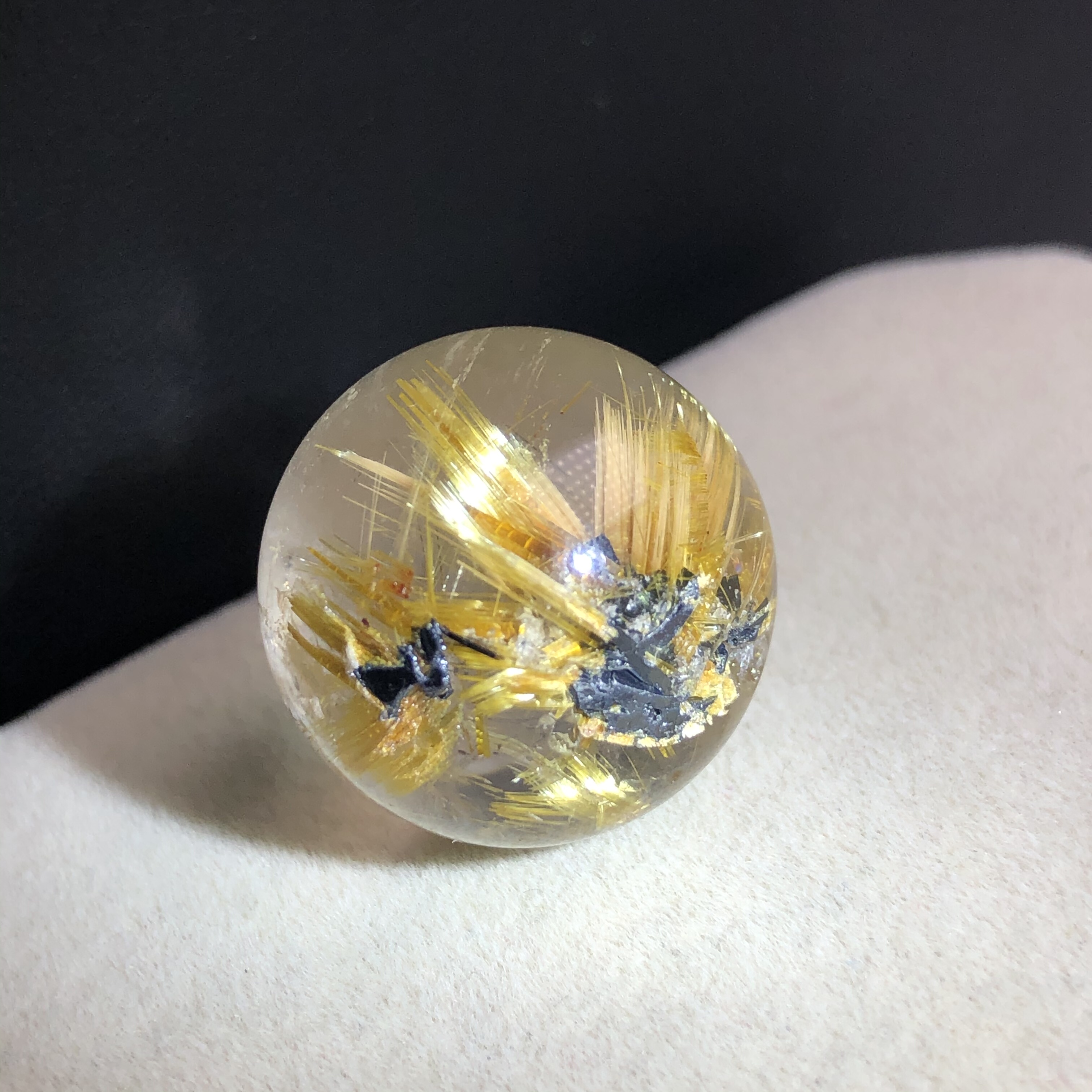 20.2mm(没有任何优化注胶)老矿巴西天然板状钛晶花单珠水晶