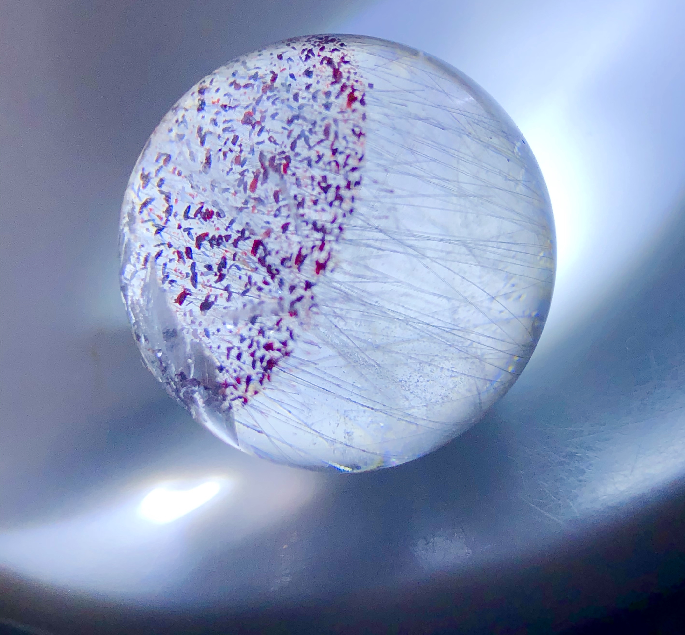 23.8mm(没有任何优化注胶)老矿天然超七草莓单珠水晶