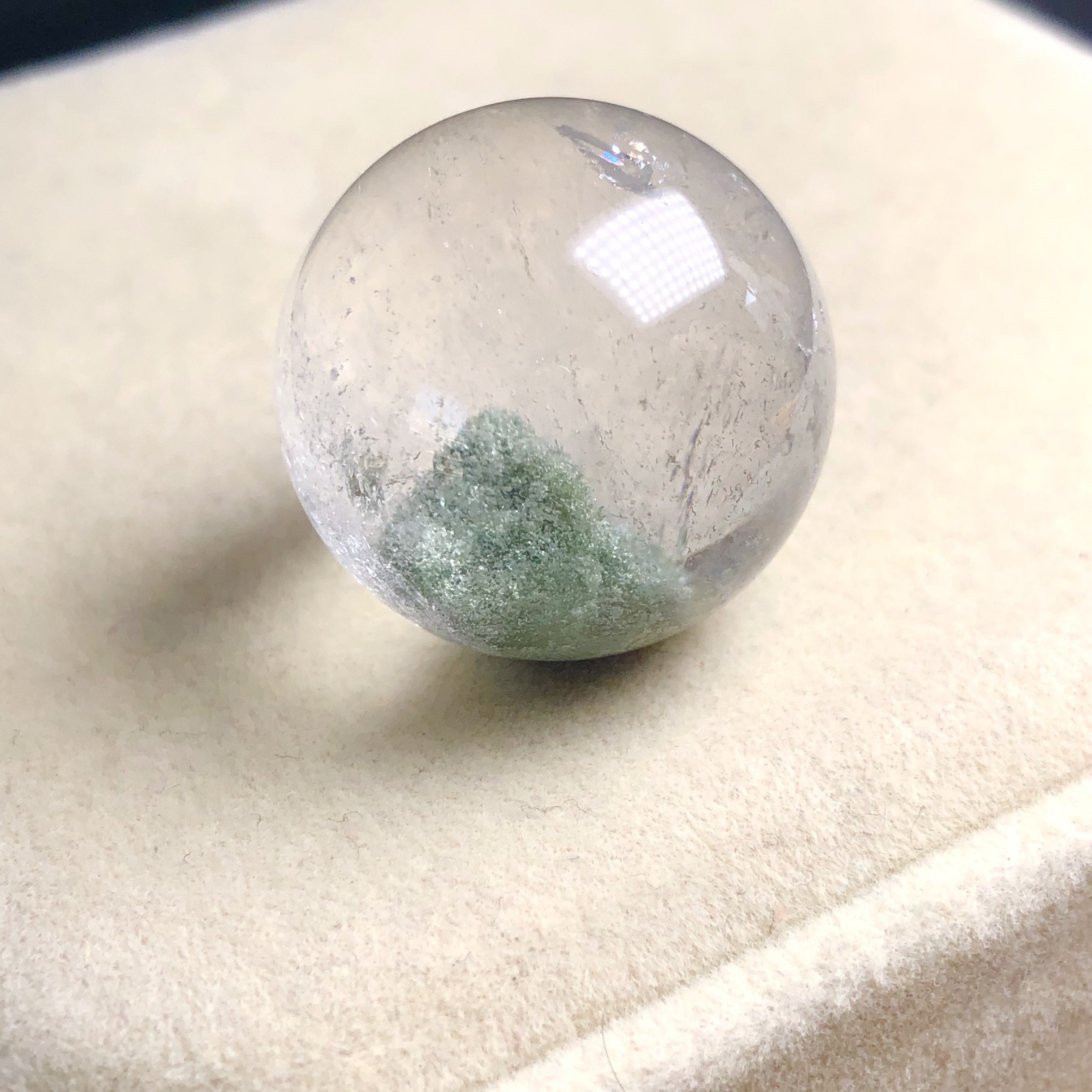 (22.8毫米)老矿福利放漏天然水晶绿幽灵金字塔单珠