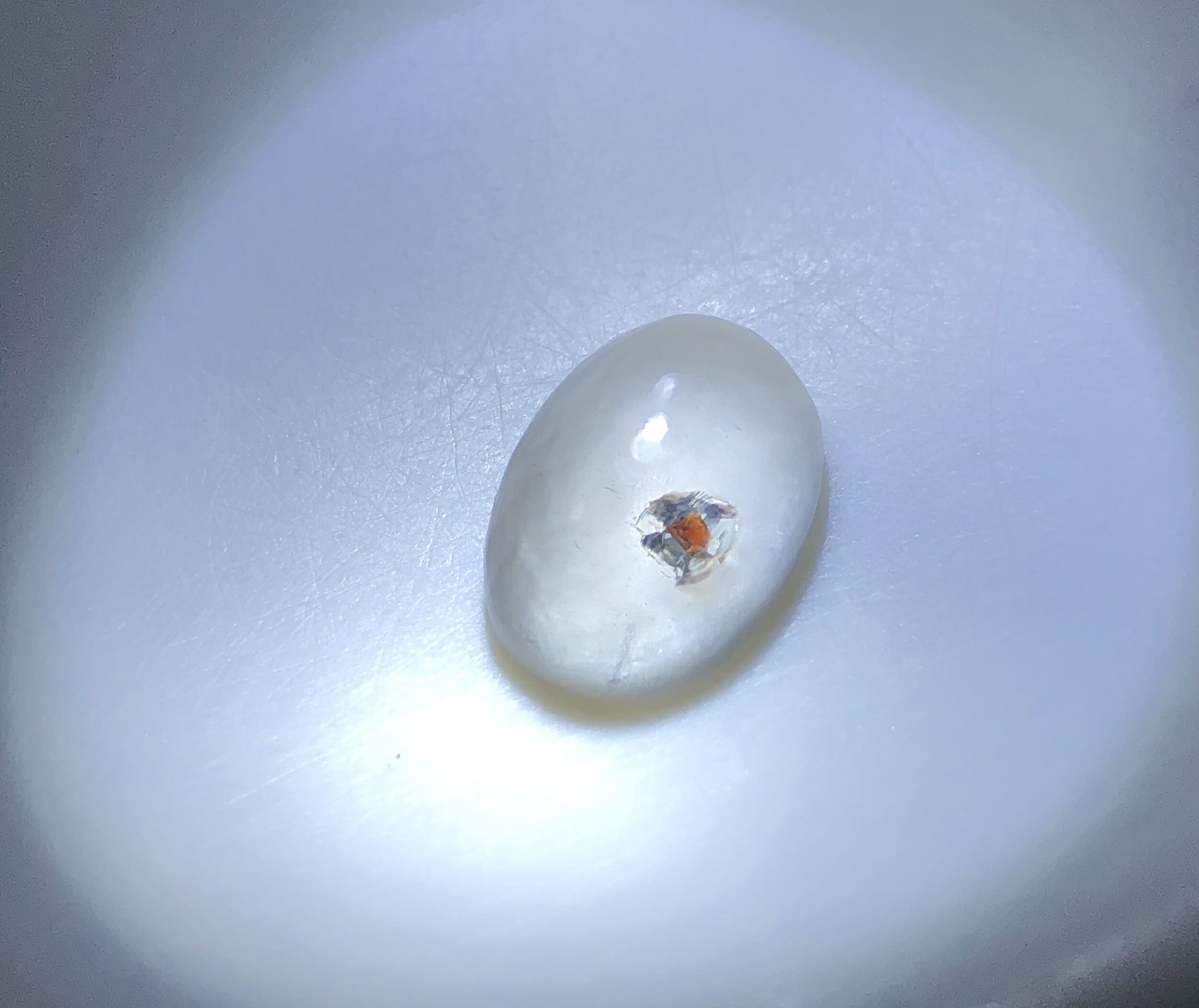 老货福利天然水晶包裹彩虹炸花红石榴石红色宝石共生矿蛋面戒面
