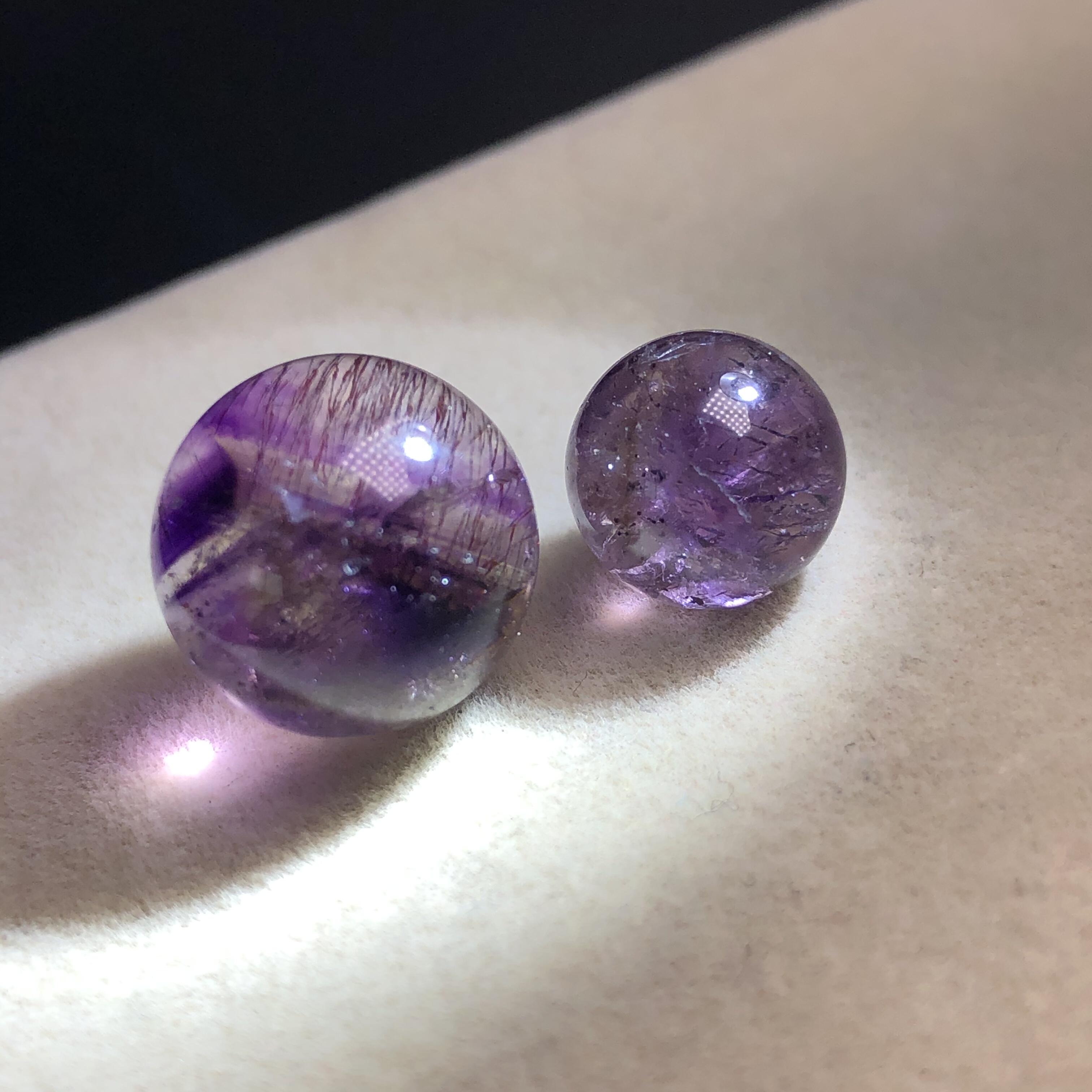 13.8/10mm(没有任何优化注胶)老矿天然紫超七紫草莓单珠水晶