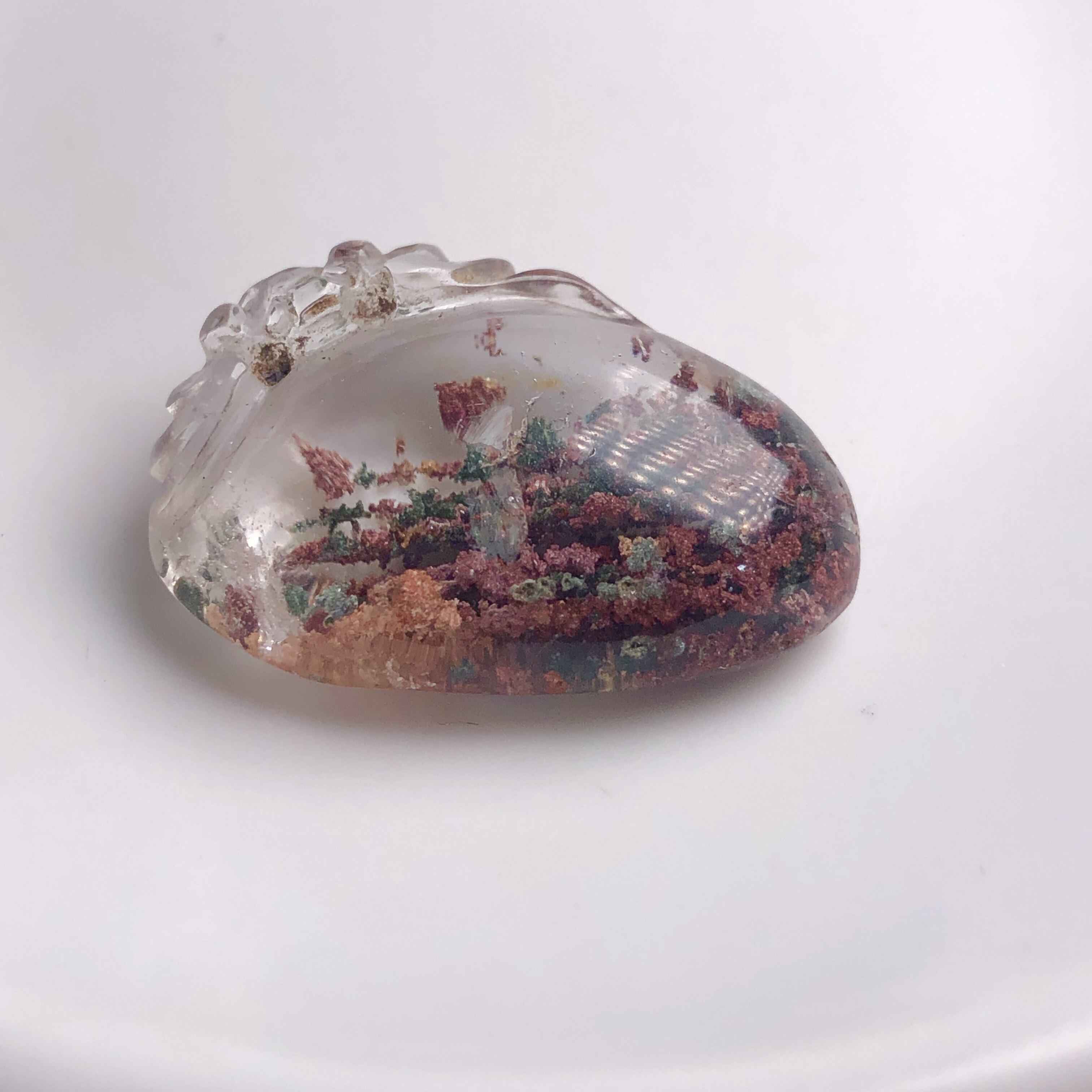 好货无优化福利天然彩色红幽灵千层水晶雕刻吊坠 映山红