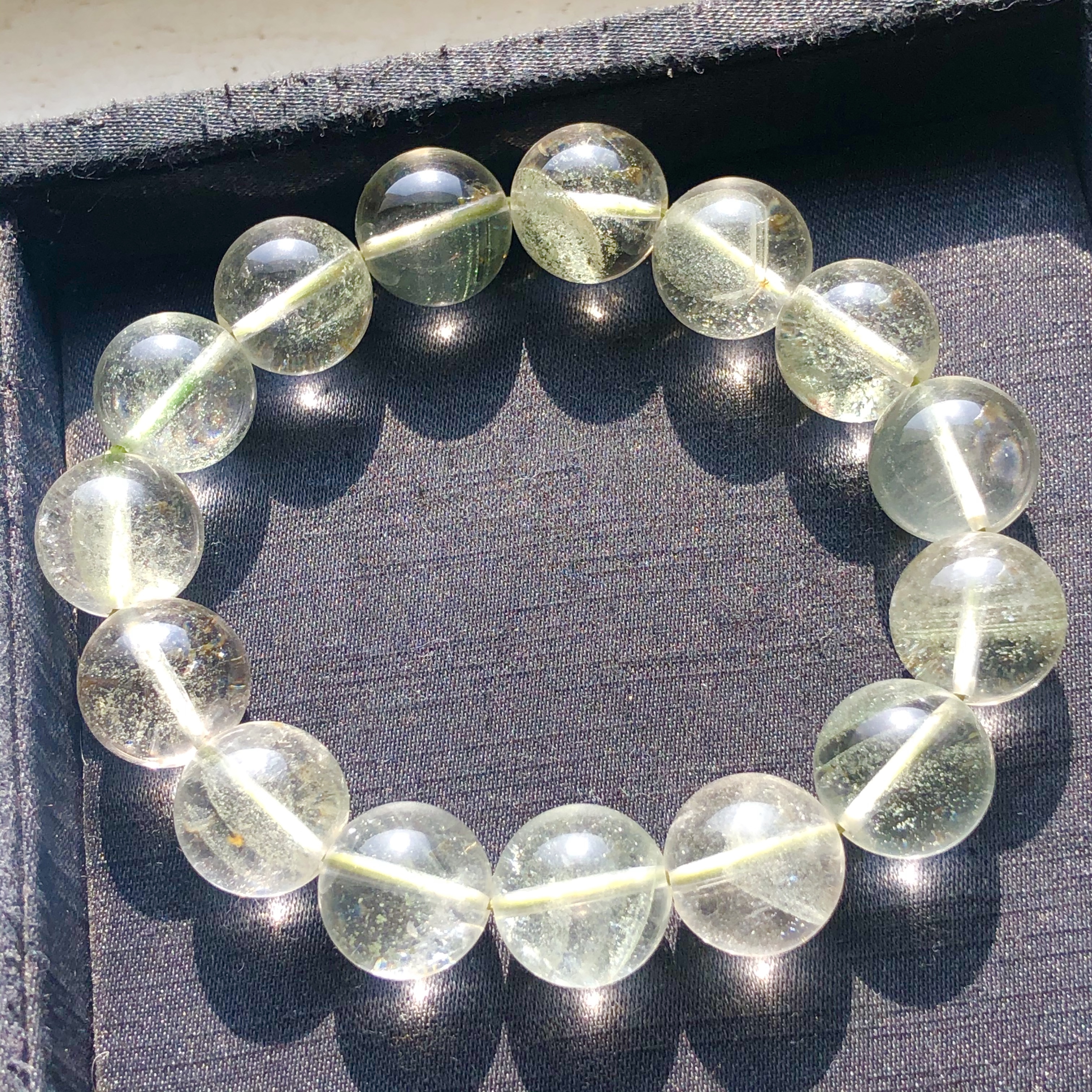 老货福利天然绿幽灵手串千层山星光水晶手链