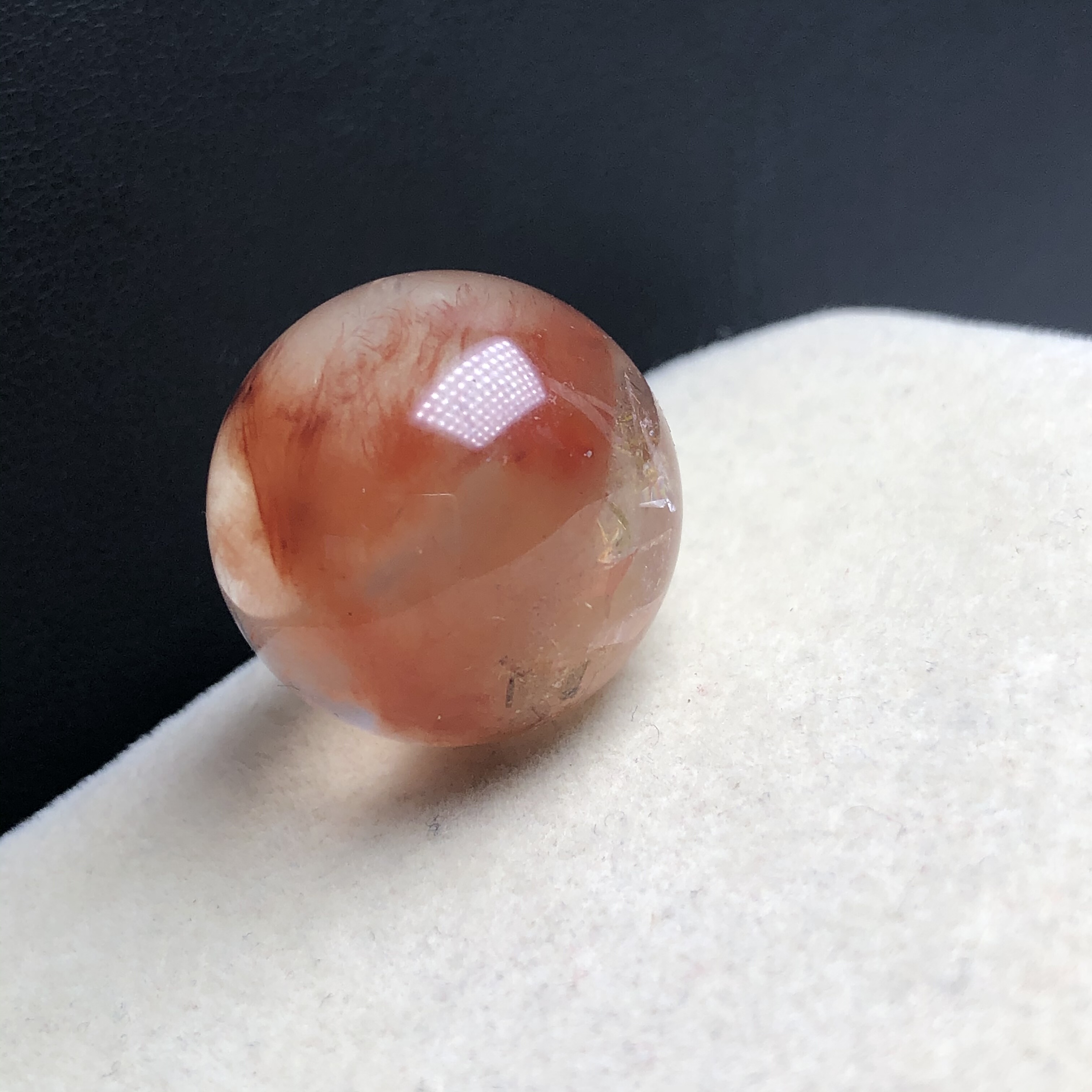 21毫米稀有老矿福利老矿天然水晶红兔毛共生立体晶中晶单珠