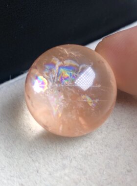 18.4mm天然水晶彩虹橘色兔毛单珠