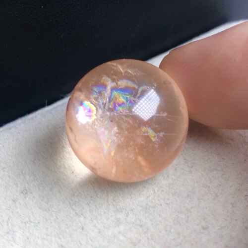 18.4mm天然水晶彩虹橘色兔毛单珠