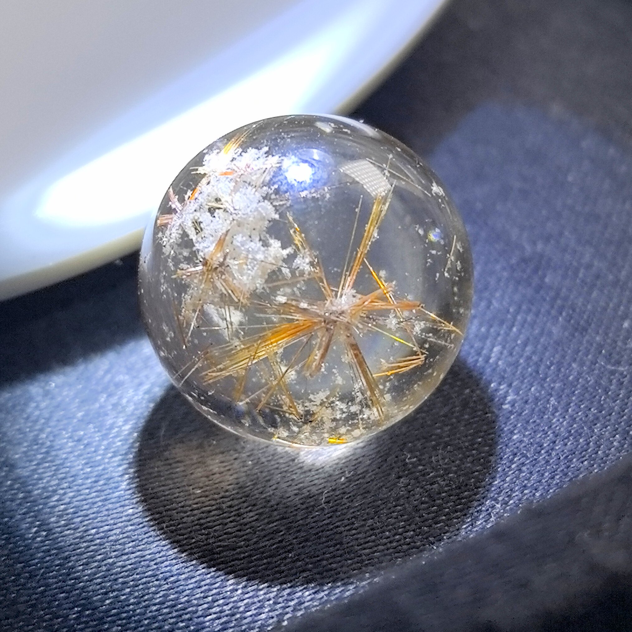 16.3㎜无优化入胶老货天然老矿发晶花共生幽灵单珠 八方来财