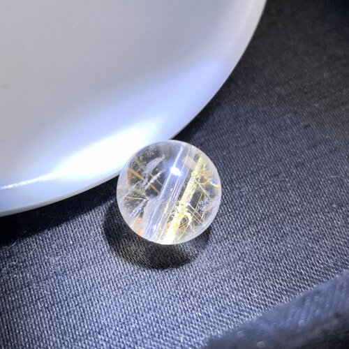 11.8毫米(无任何优化和注胶)老矿福利天然巴西金铜发晶单珠