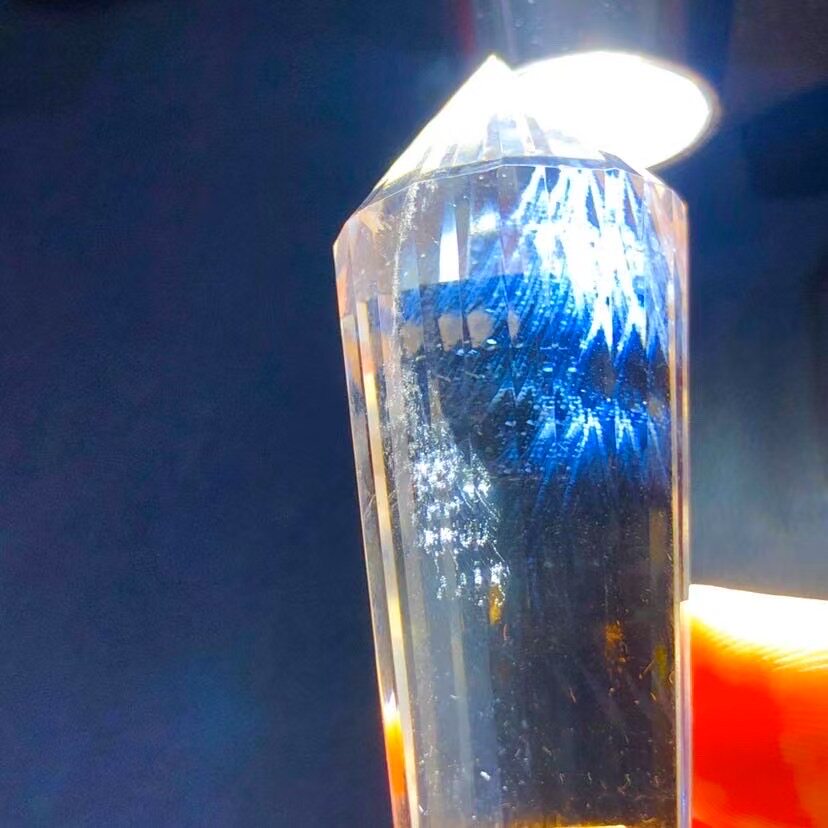 天然蓝针双尖水晶柱沃格尔能量柱奇石