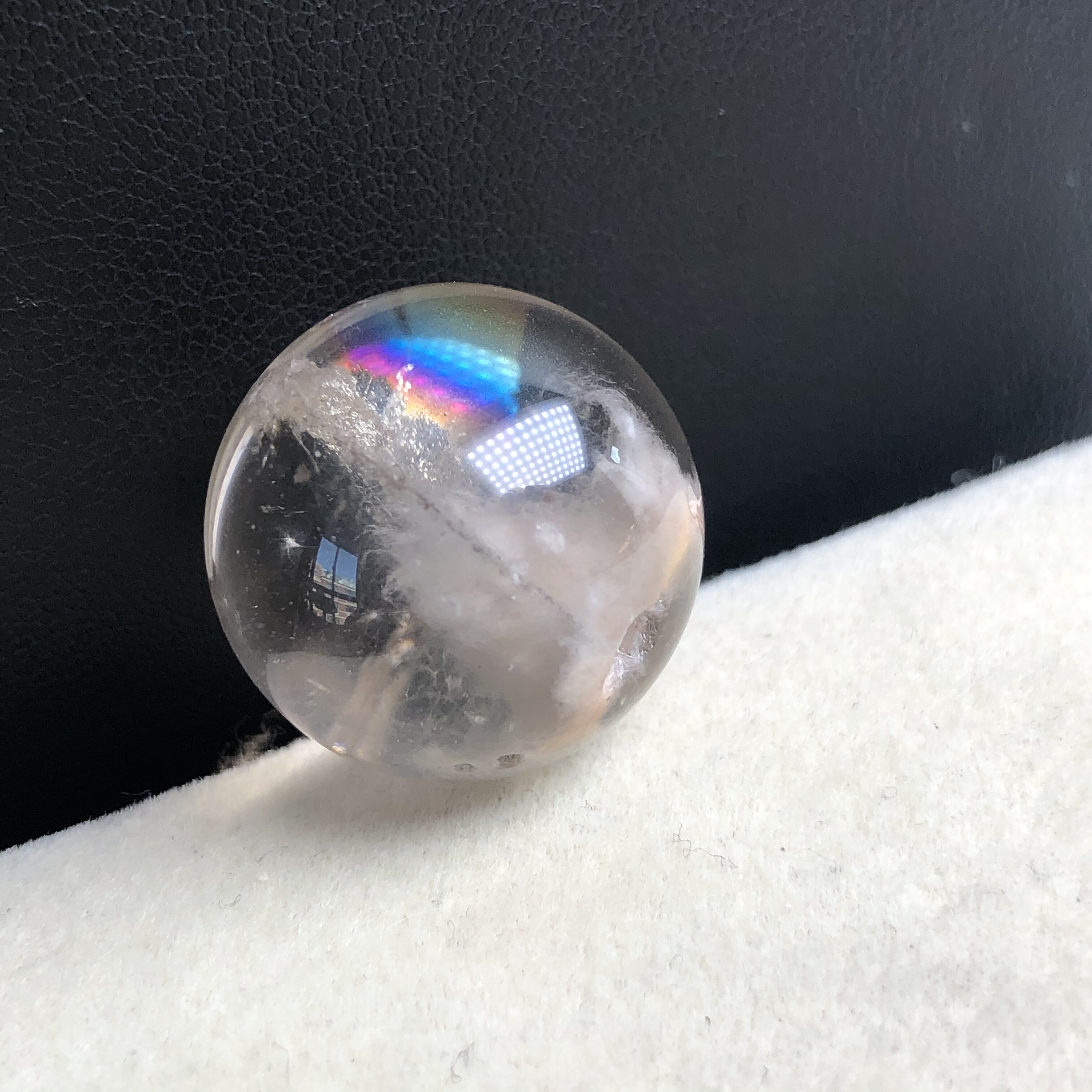 19.7毫米(没有任何优化注胶)老矿亏本大漏天然卷毛兔毛单珠水晶