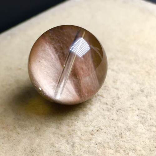 18mm大漏亏出老矿奇特天然水晶紫粉兔毛单珠已经打孔