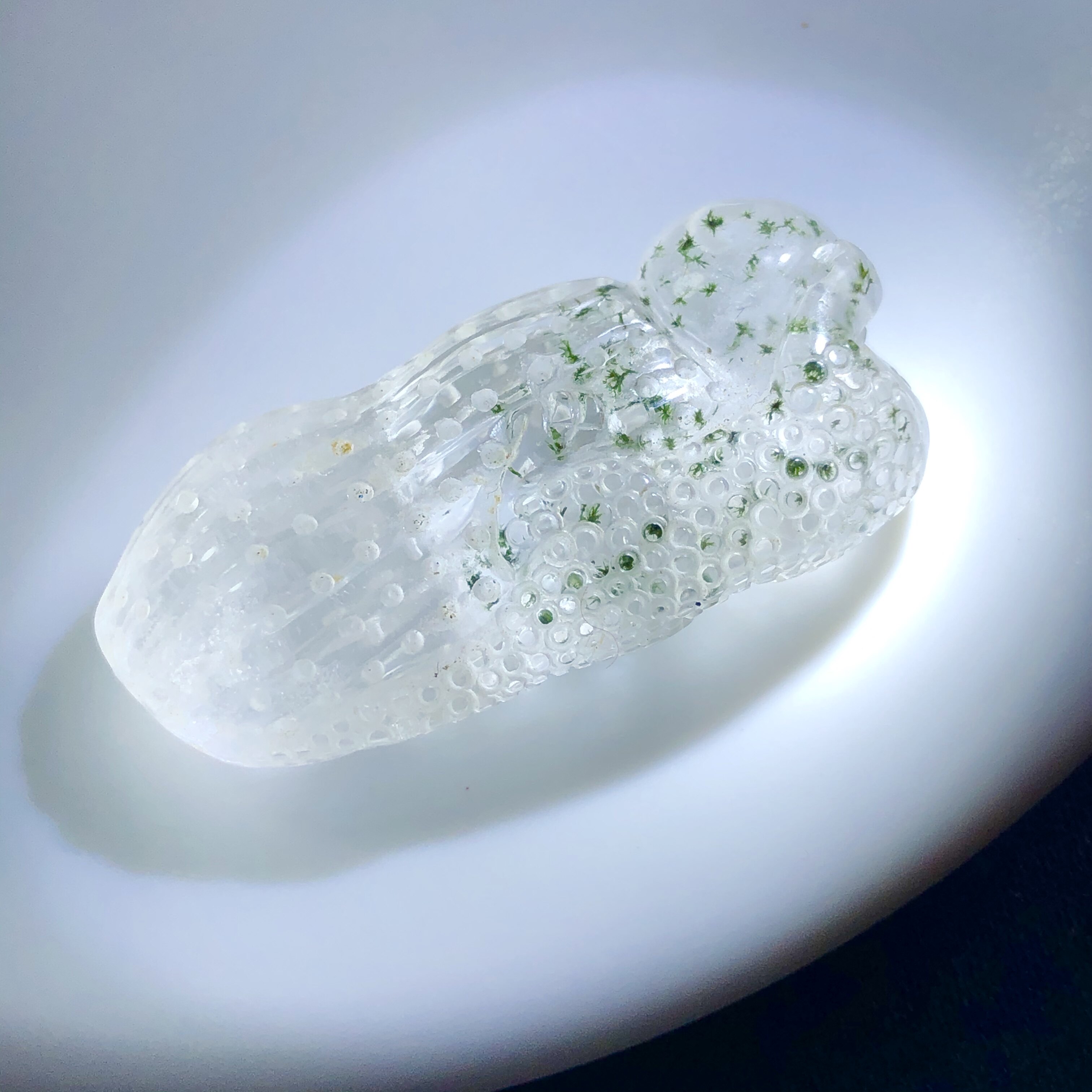 老货福利珍贵老矿天然水晶绿发晶花海胆花雕刻吊坠生意兴隆